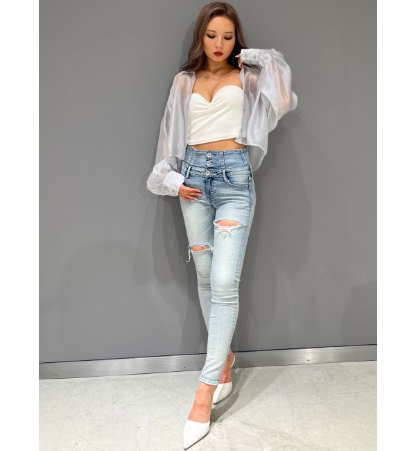 GYDA「シアーラインストーンショートシャツ」|シャツ・ブラウス|