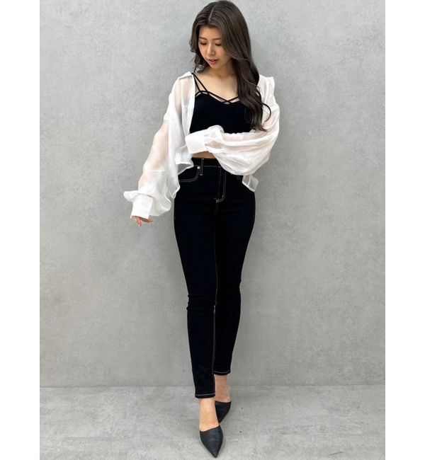 GYDA「シアーラインストーンショートシャツ」|シャツ・ブラウス|