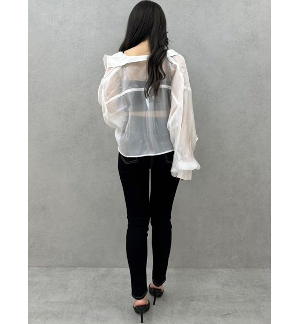 GYDA「シアーラインストーンショートシャツ」|シャツ・ブラウス|