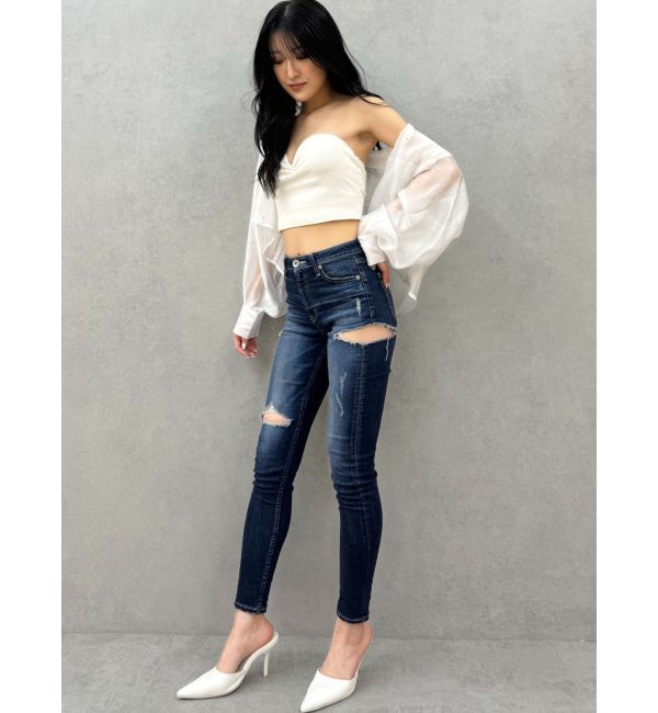 GYDA「シアーラインストーンショートシャツ」|シャツ・ブラウス|