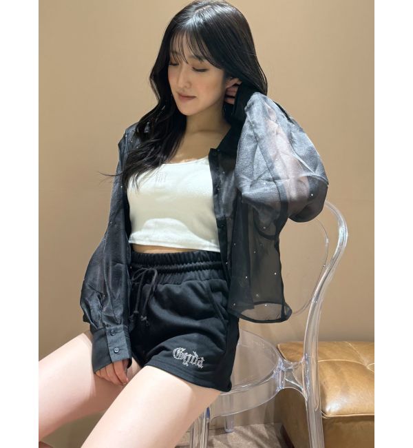 GYDA「シアーラインストーンショートシャツ」|シャツ・ブラウス|