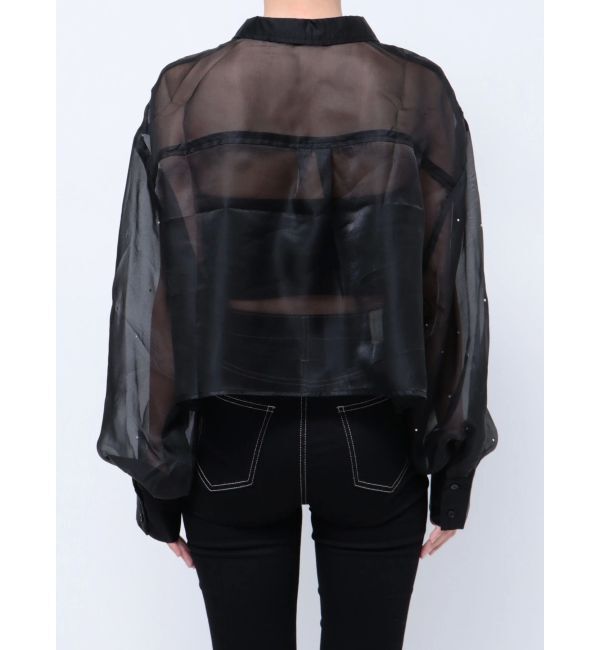 GYDA「シアーラインストーンショートシャツ」|シャツ・ブラウス|