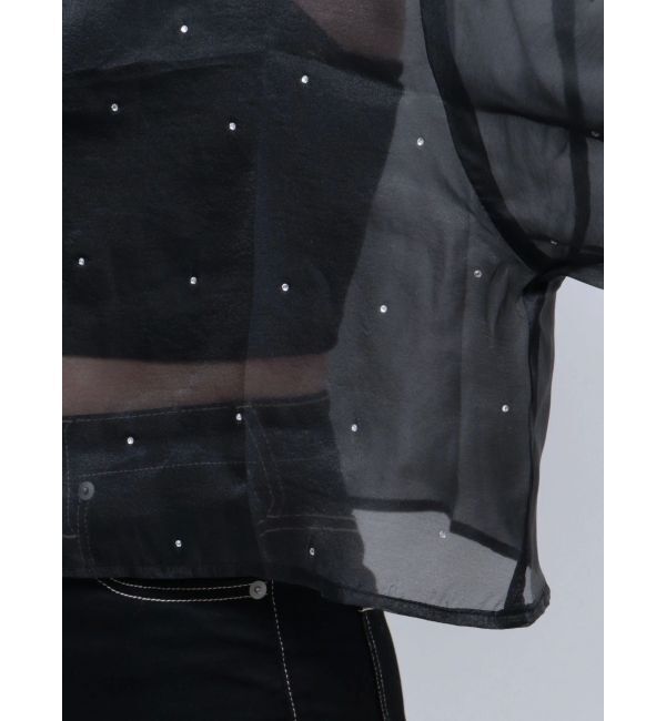 GYDA「シアーラインストーンショートシャツ」|シャツ・ブラウス|