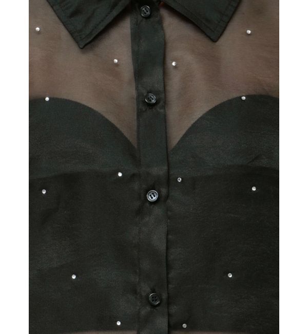 GYDA「シアーラインストーンショートシャツ」|シャツ・ブラウス|