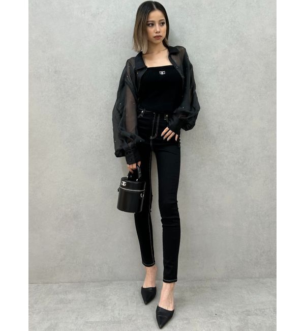 GYDA「シアーラインストーンショートシャツ」|シャツ・ブラウス|