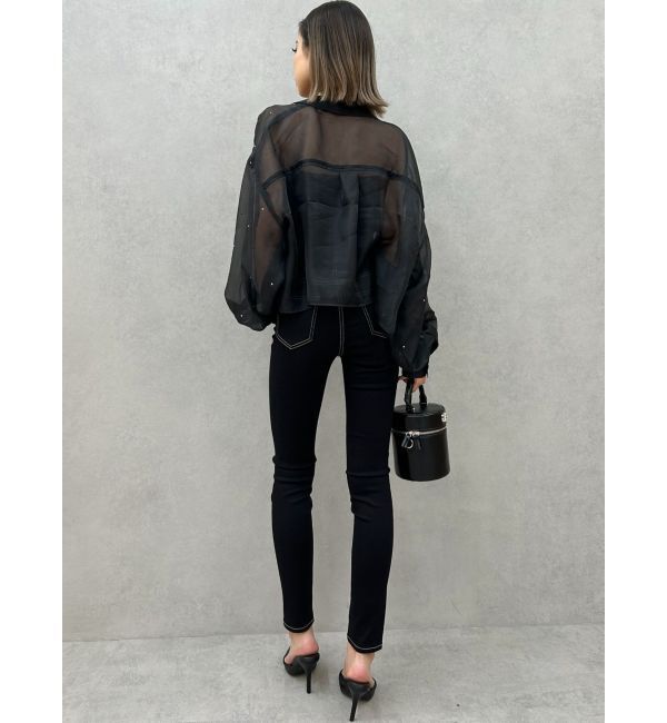 GYDA「シアーラインストーンショートシャツ」|シャツ・ブラウス|