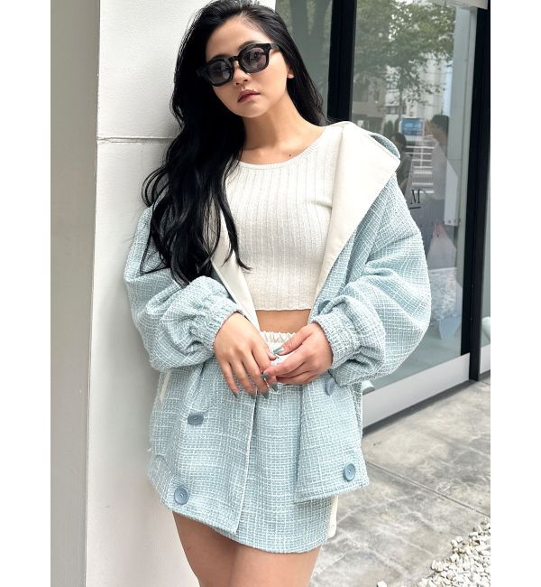 GYDA「ツイード異素材ライダースジャケット【SETUP着用可】」|ライダースジャケット|