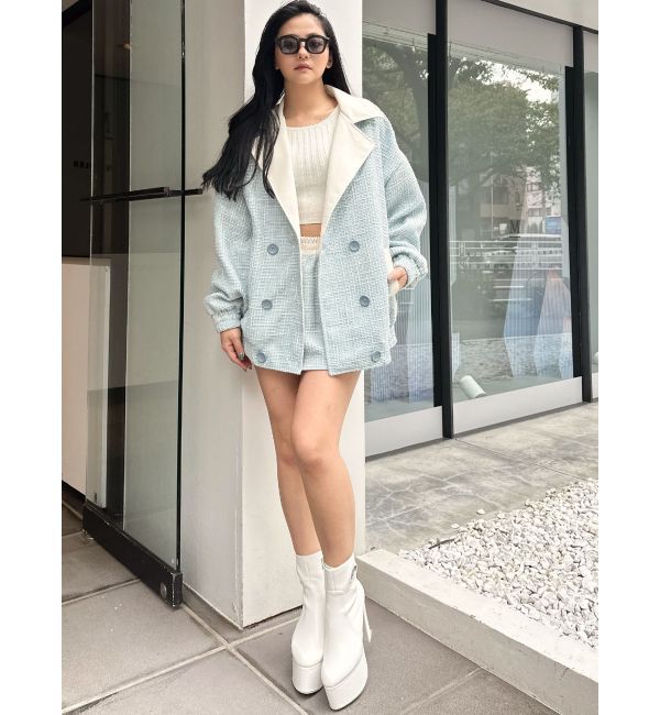 GYDA「ツイード異素材ライダースジャケット【SETUP着用可】」|ライダースジャケット|