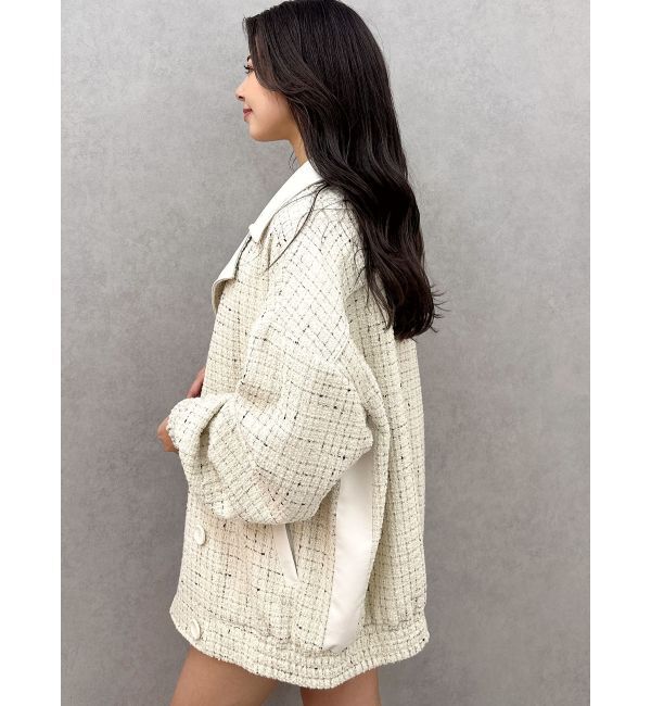 GYDA「ツイード異素材ライダースジャケット【SETUP着用可】」|ライダースジャケット|