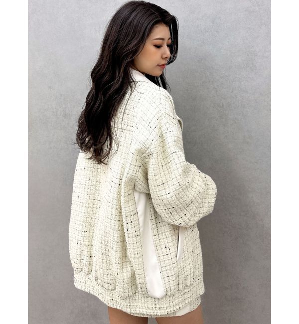 GYDA「ツイード異素材ライダースジャケット【SETUP着用可】」|ライダースジャケット|