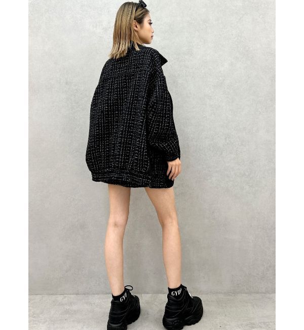 GYDA「ツイード異素材ライダースジャケット【SETUP着用可】」|ライダースジャケット|