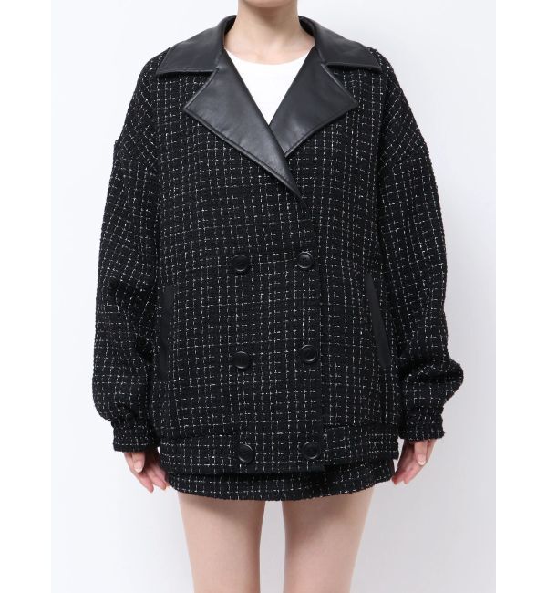 GYDA「ツイード異素材ライダースジャケット【SETUP着用可】」|ライダースジャケット|