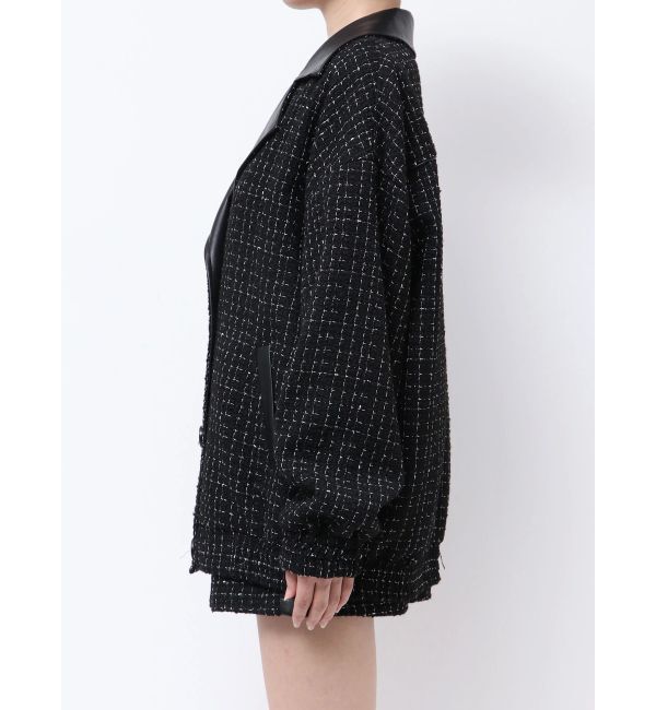 GYDA「ツイード異素材ライダースジャケット【SETUP着用可】」|ライダースジャケット|