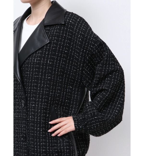 GYDA「ツイード異素材ライダースジャケット【SETUP着用可】」|ライダースジャケット|