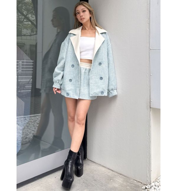 GYDA「ツイード異素材ライダースジャケット【SETUP着用可】」|ライダースジャケット|