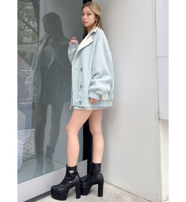 GYDA「ツイード異素材ライダースジャケット【SETUP着用可】」|ライダースジャケット|