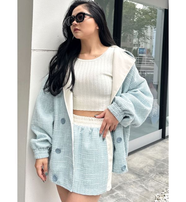 GYDA「ツイード異素材ライダースジャケット【SETUP着用可】」|ライダースジャケット|