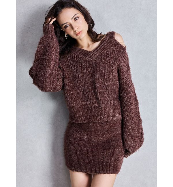 GYDA「シャギーニットタイトミニスカートライクショートパンツ」|スカート|