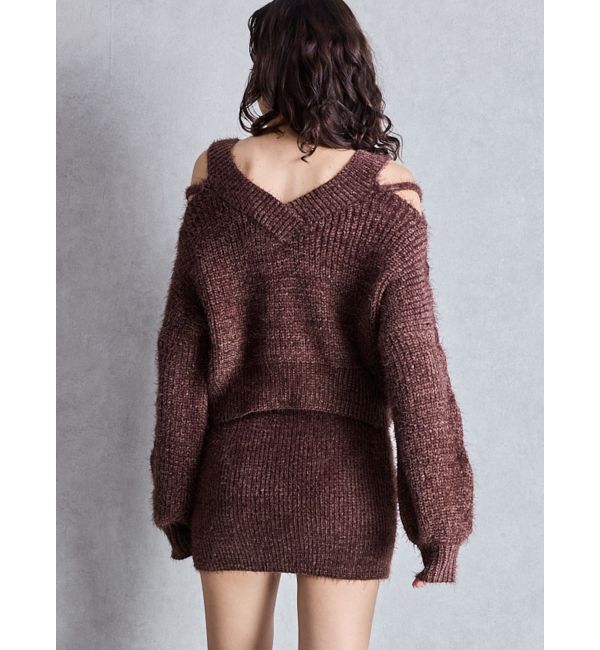 GYDA「シャギーニットタイトミニスカートライクショートパンツ」|スカート|