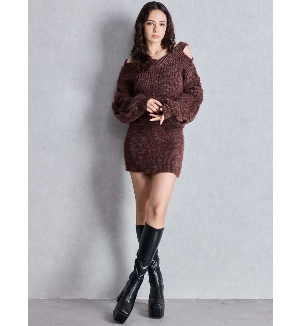 GYDA「シャギーニットタイトミニスカートライクショートパンツ」|スカート|