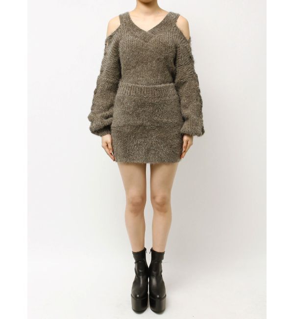 GYDA「シャギーニットタイトミニスカートライクショートパンツ」|スカート|