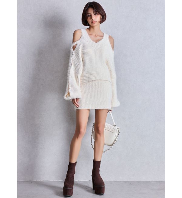 GYDA「シャギーニットタイトミニスカートライクショートパンツ」|スカート|