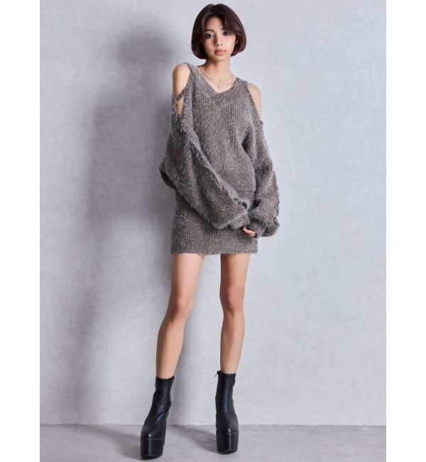 GYDA「シャギーニットタイトミニスカートライクショートパンツ」|スカート|