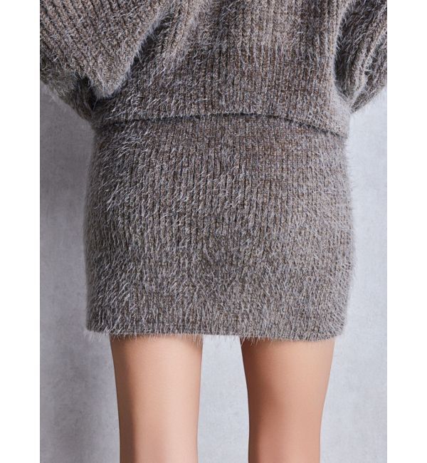 GYDA「シャギーニットタイトミニスカートライクショートパンツ」|スカート|チャコールグレー