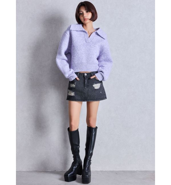 GYDA「ストレッチチャンキーブーツ」|ロングブーツ|