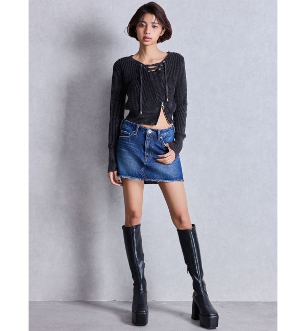 GYDA「ストレッチチャンキーブーツ」|ロングブーツ|