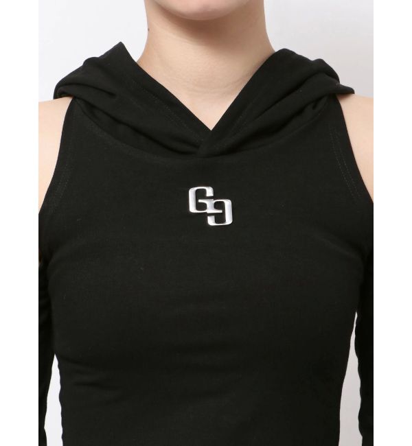 GYDA「GGフードショルダーオープンデザインショートトップス」|Tシャツ・カットソー|