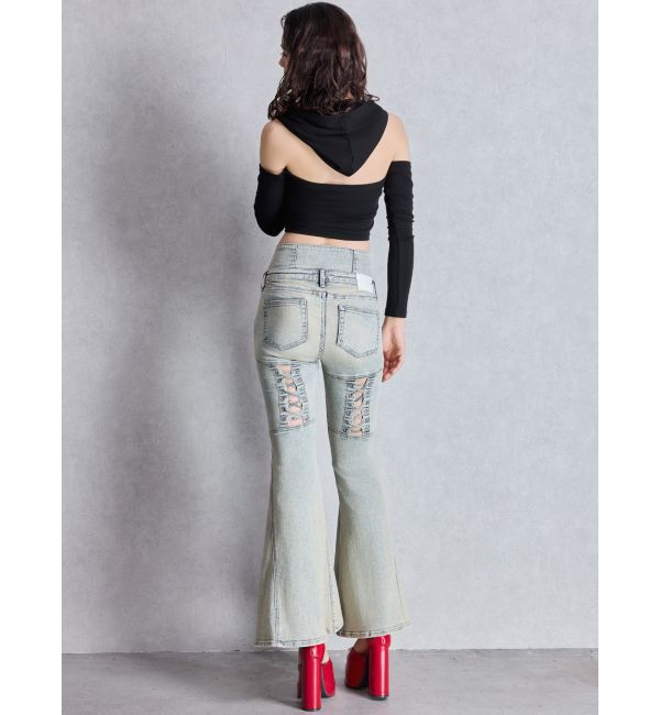 GYDA「GGフードショルダーオープンデザインショートトップス」|Tシャツ・カットソー|