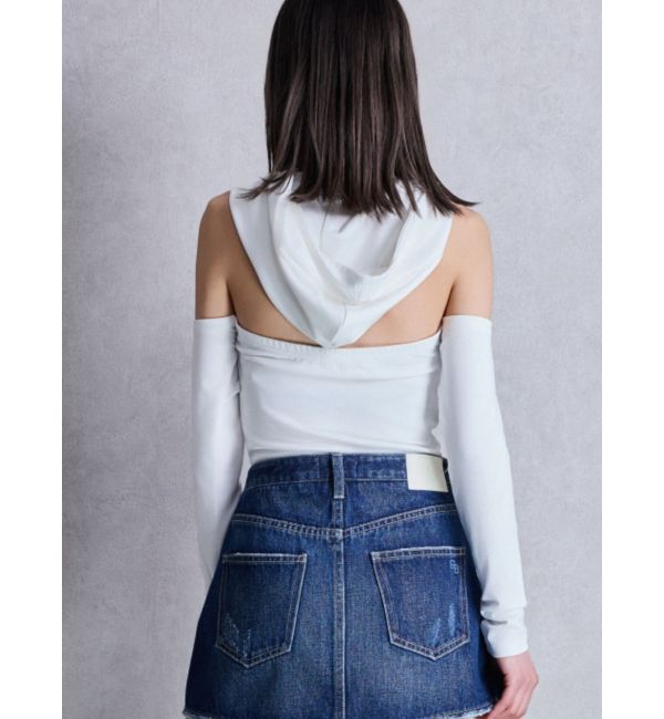 GYDA「GGフードショルダーオープンデザインショートトップス」|Tシャツ・カットソー|