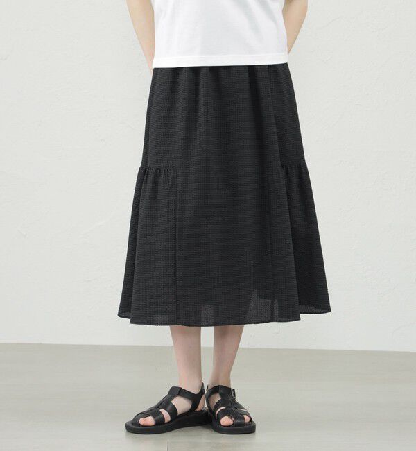MACKINTOSH PHILOSOPHY「メッシュサッカーサイドギャザースカート」|スカート|ブラック