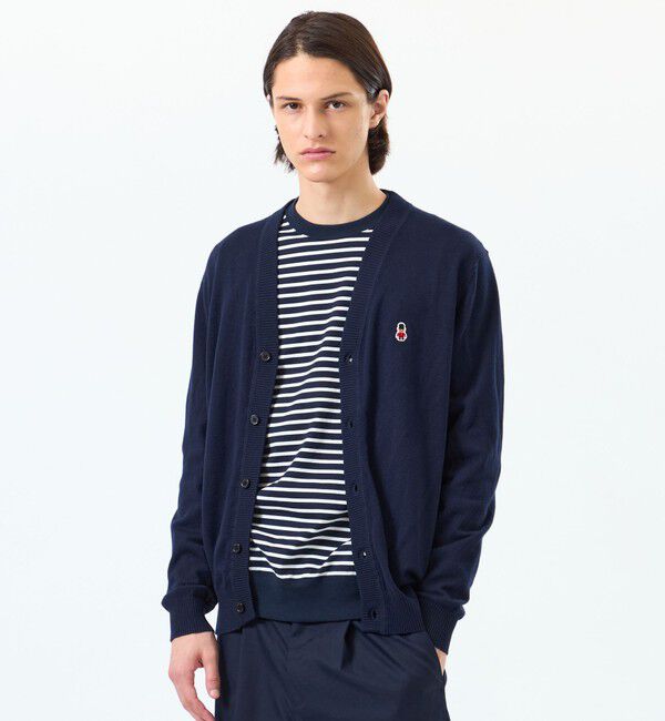 MACKINTOSH PHILOSOPHY「バッキンガムベア 綿ウール天竺 Vネックカーディガン」|ニット・セーター|ネイビー