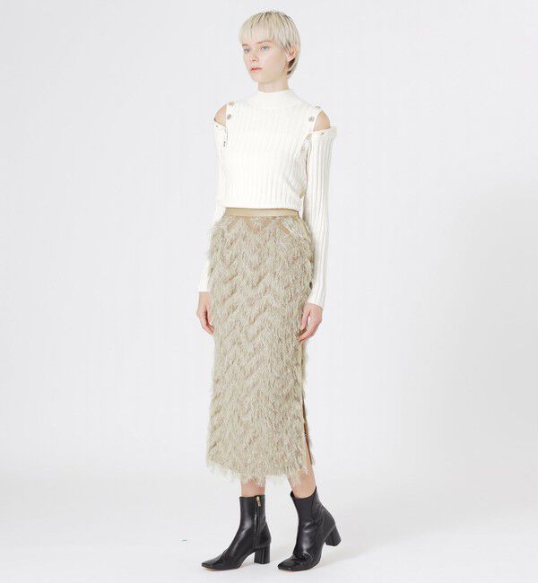  「インディアンカットジャカードタイトスカート」|スカート|