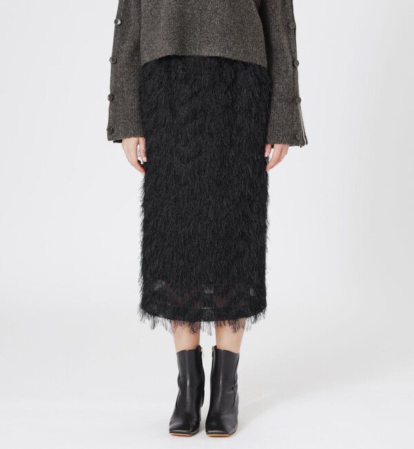  「インディアンカットジャカードタイトスカート」|スカート|ブラック