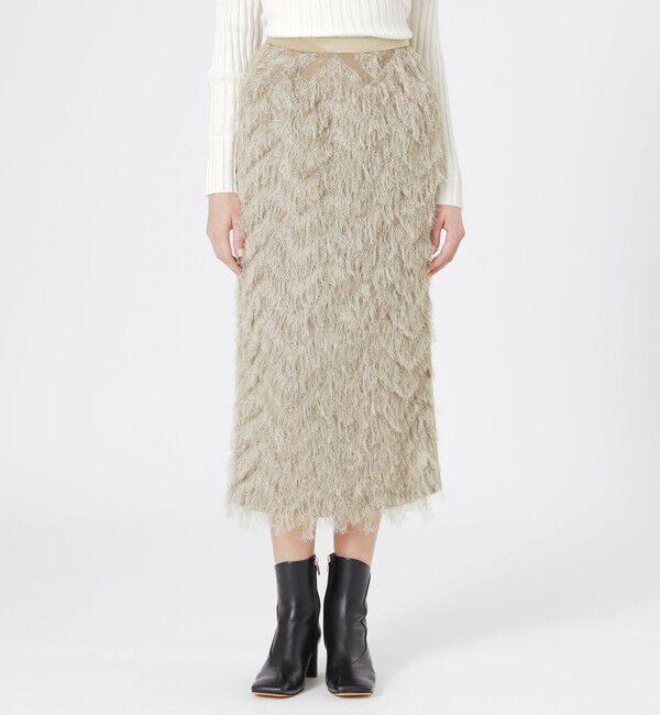  「インディアンカットジャカードタイトスカート」|スカート|ベージュ