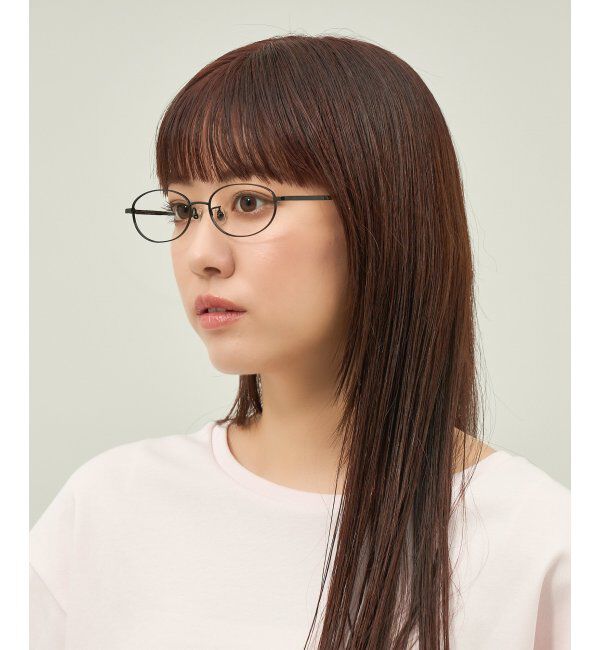  「オーバル型 メガネ 軽量 チタン｜大人可愛い｜伊達メガネ 度付きメガネ｜ビジネス レンズ交換券付」|メガネ|ブラック