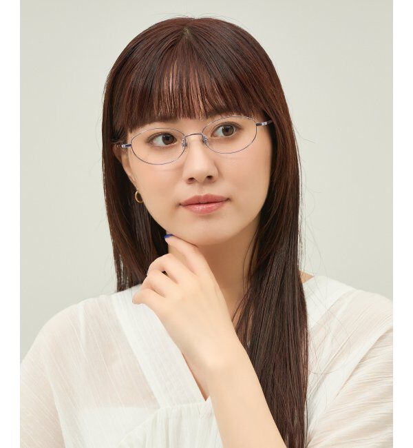  「オーバル型 メガネ 軽量 チタン｜大人可愛い｜伊達メガネ 度付きメガネ｜ビジネス レンズ交換券付」|メガネ|パープル1