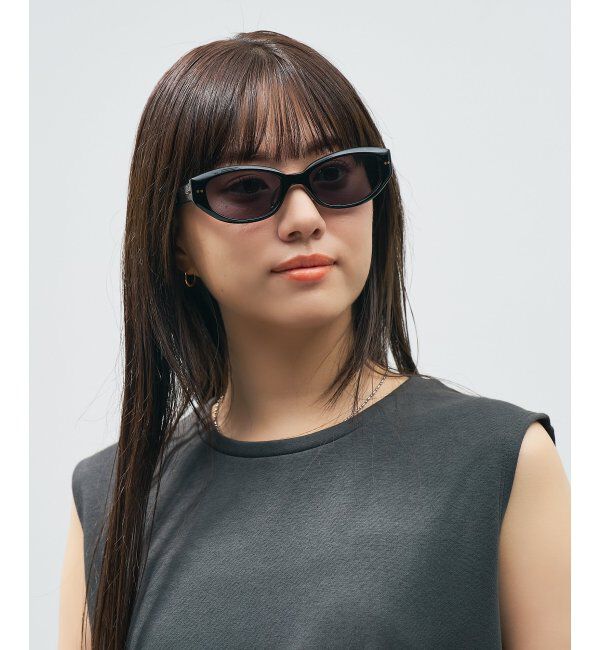  「Zoff｜takashi kumagai スクエア型 サングラス 横長フレーム｜キャッツアイ｜紫外線対策 UVカット  」|サングラス|ブラック
