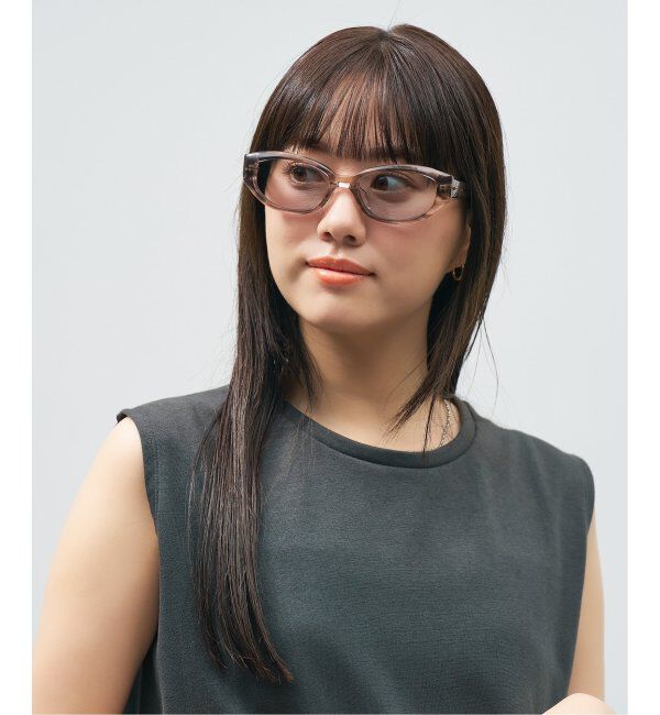  「Zoff｜takashi kumagai スクエア型 サングラス 横長フレーム｜キャッツアイ｜紫外線対策 UVカット  」|サングラス|ライトピンク