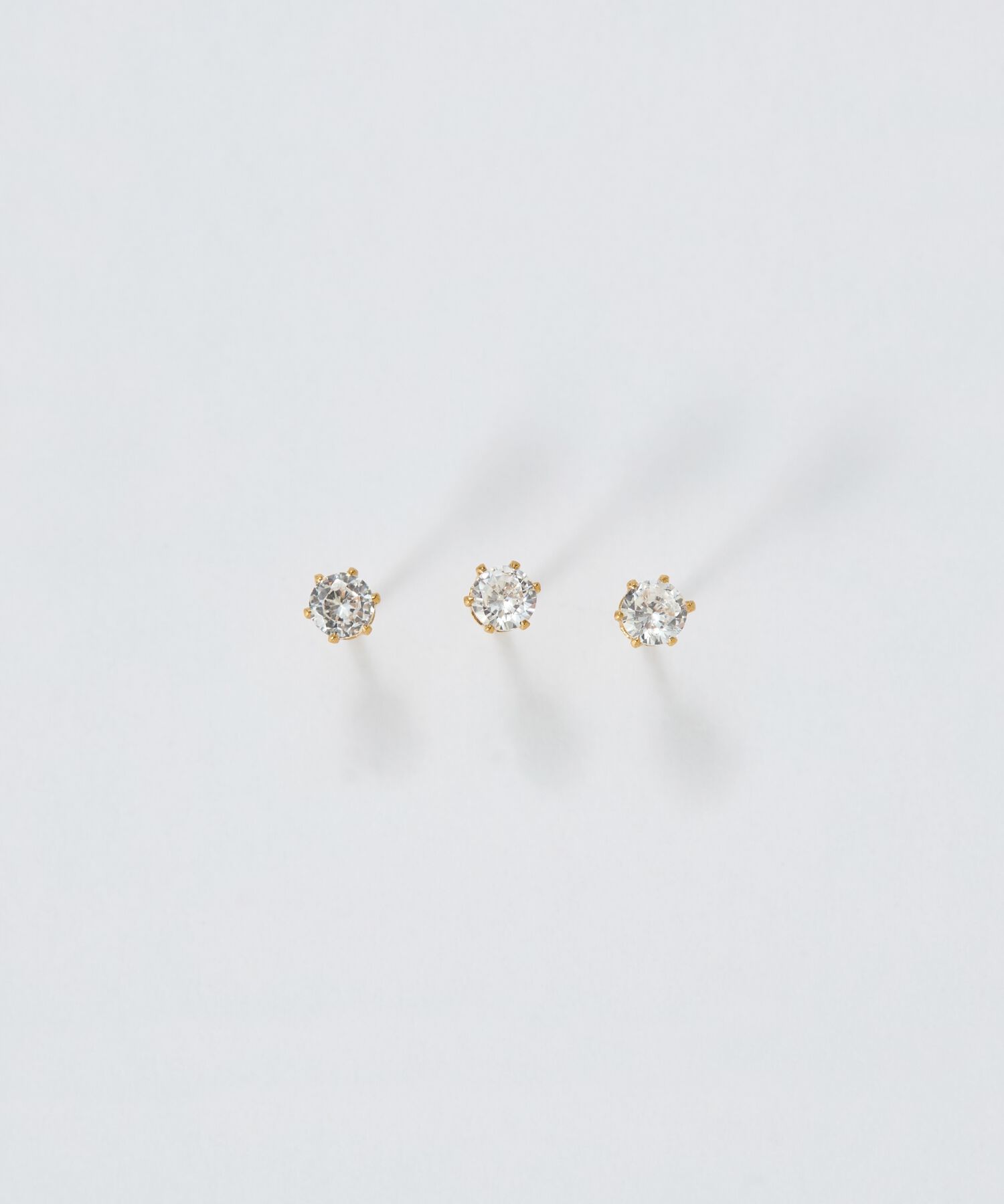 Phoebe「【金属アレルギー対応】3setビジューピアス　ゴールド/サージカルステンレス」|ピアス|