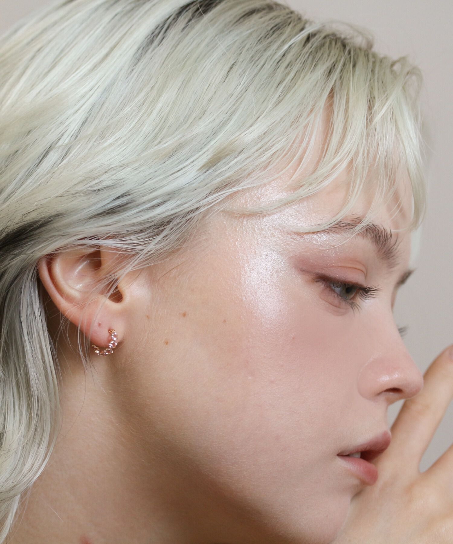  「ピンクトルマリン スナップ フープ ピアス | K10YG」|ピアス|