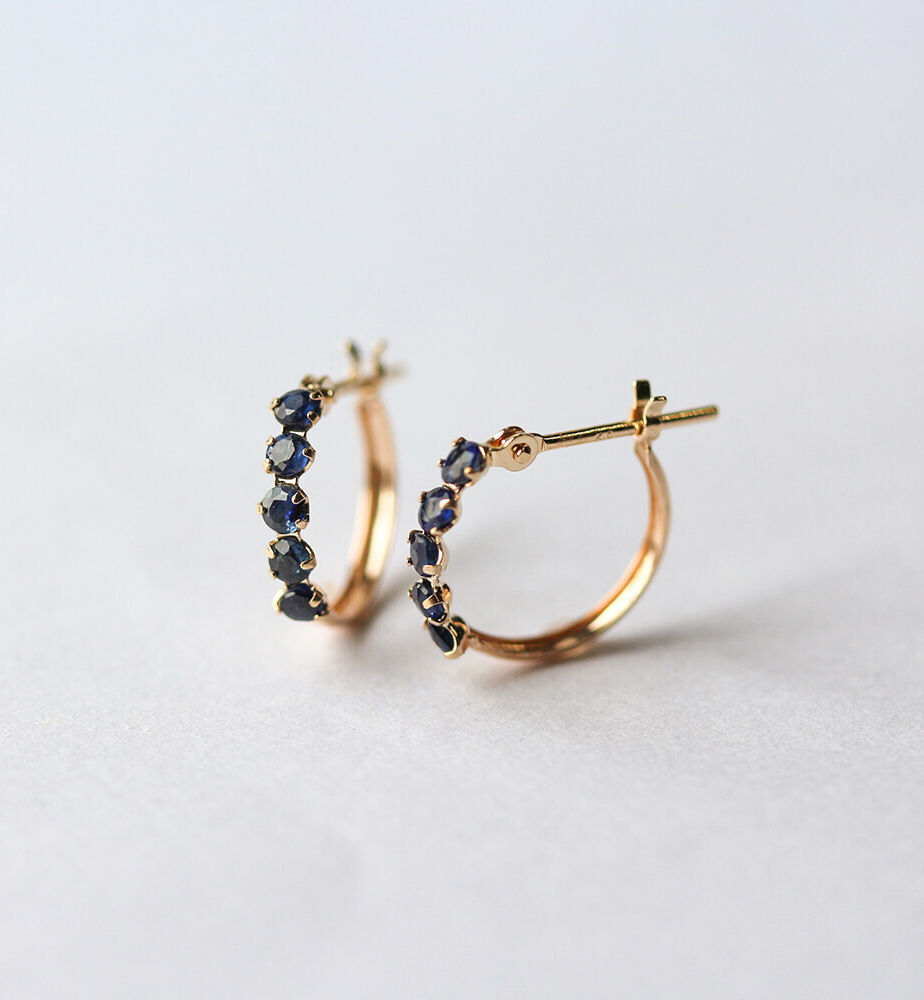  「サファイア スナップ フープ ピアス  | K10YG」|ピアス|