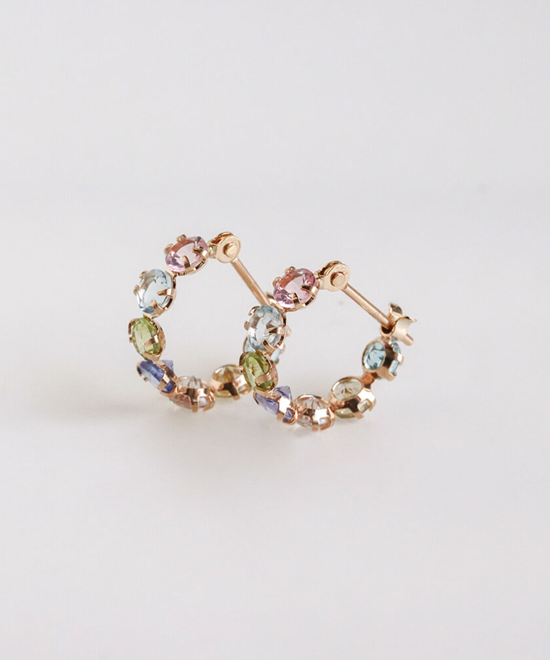  「マルチカラー スナップ フープ ピアス | K10YG」|ピアス|