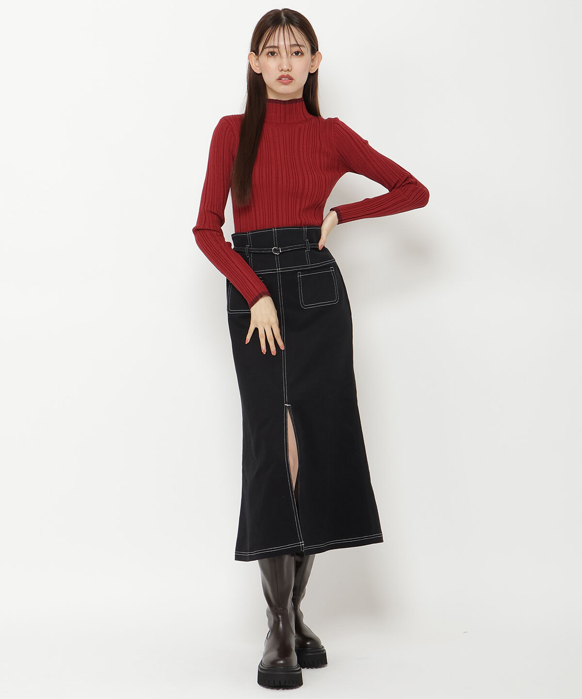 REDYAZEL「バイカラータートルニット」|ニット・セーター|