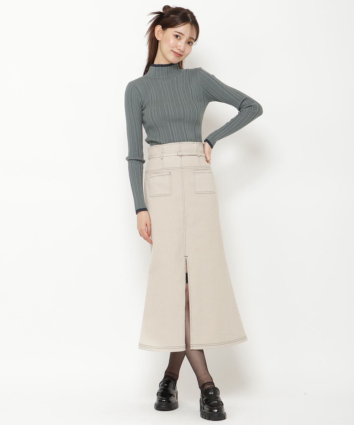 REDYAZEL「バイカラータートルニット」|ニット・セーター|