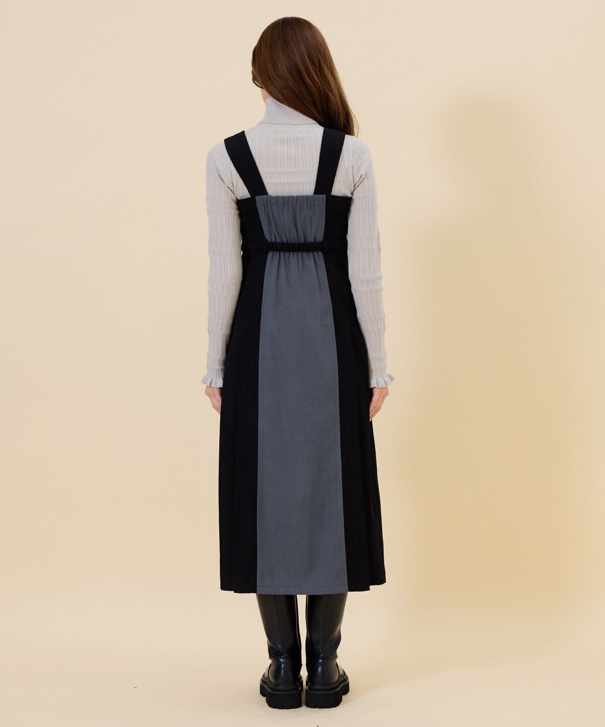 REDYAZEL「バイカラーサイドプリーツジャンパースカート」|ジャンパースカート|