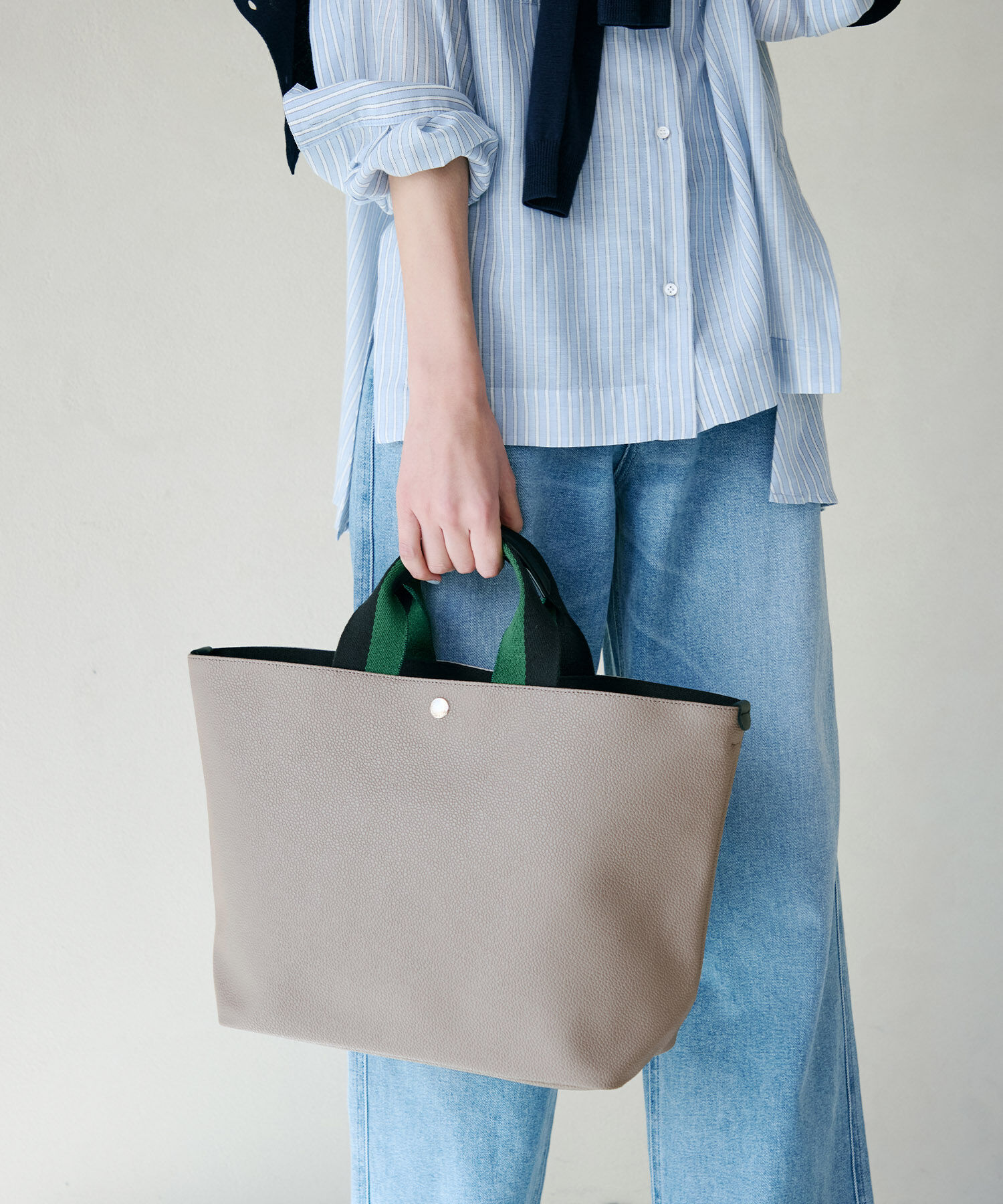 TOPKAPI BREATH「【Breath TOPKAPI】SCOTCH GRAIN スコッチグレイン プレーン バイカラーハンドル A4 トートバッグ」|トートバッグ|グレージュ